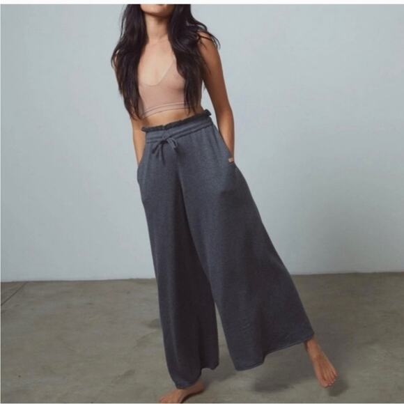 Lunya Gray Wide Leg Relaxed Pants Organic Cotton Silk Blend NEW - Picture 2 of 6